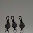 Retractable Keychain 3 Pack Heavy Duty Carabiner Badge Holder Extendable Badge Reel ID Holder Key Ring with 60 cm Steel Retractable Cord and Paracord (Black)