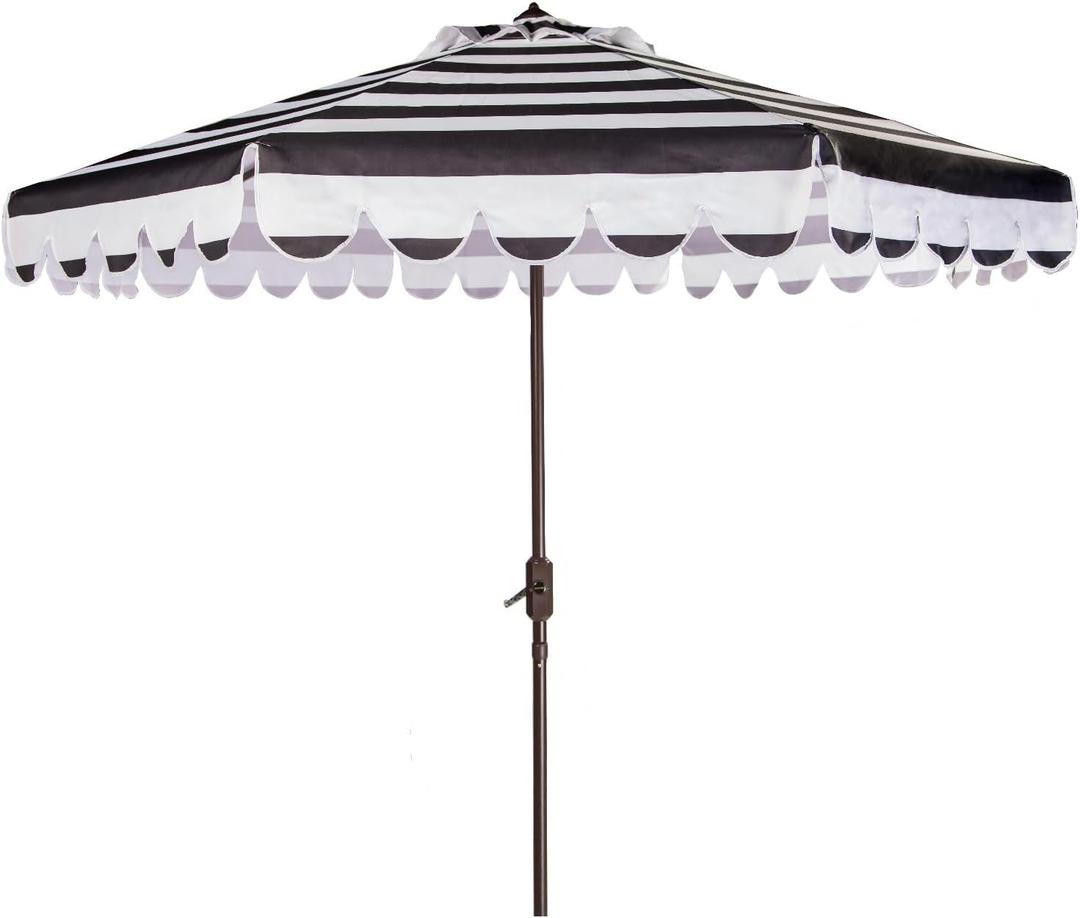 9ft Market Patio Umbrella Replacement Canopy, UV Protective, Fade Resistant, Vented Design for Outdoor Use (Black White Stripe)
