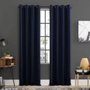 Sun Zero Soho 2-pack Blackout Energy Efficient Grommet Curtain Panel Pair, 54" x 84", Navy Blue