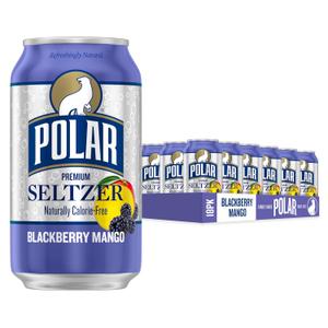Polar Seltzer Water Blackberry Mango, 12 fl oz cans, 18 pack, Best By: 05/19/2027