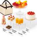 DomeStar 6PCS Buffet Risers and Stands Set, Clear Acrylic Food Risers for Dessert Table Party Display - Cupcake, Cake, Fruit, including 8", 7", 6", 5", 4", 3" (Transparent)