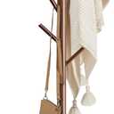 Haddockway Wooden Coat Rack Stand with 8 Hooks New Zealand Pine 3 Adjustable Coat Standing Tree Easy Assembly for Coats, Hats, Scarves and Handbags for Entryway, Hallway, Bedroom, Office (1 PC, Brown)