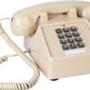 Sangyn Classic Vintage Cord Phones for Landline Old Telephone with Mechanical Ringer Volume Control Retro Analog Desk Phone for Home House School, Beige