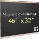 Magnetic Chalkboard Black Board 46 x 32, Extra Large Chalk Board Blackboard for Wall Decor, Easy-to-Erase Wood Framed Magnet Board, 4 Magnets for School, Home & Office (Classic White)