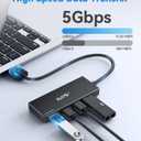 USB 3.0 Hub, 4 Port USB Hub Splitter, USB A Expander Portable USB Adapter Multiport Data Hub for Laptop, iMac Pro, MacBook Air, Mac mini/Pro, Surface Pro, USB Flash Drives, and Mobile HDD-Black (1 Feet)