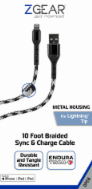 Zgear Metal Housing For Lightning Tip 10 Foot Braided Sync & Charge Cable