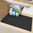TRZZ Silicone Waterproof Under Sink Mat 34" x 22", Drip Tray and Cabinet Liner for Kitchen and Bathroom, Prevents Water Damage and Organizes Cabinets (Black)
