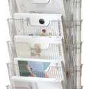 5 Tier Rolling Book Cart Multi-Functional Movable Storage Bookshelves