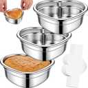 3 Pcs Heart Shaped Cake Pans, 4.7 Inch Heart Shaped Cake Pan with 150 Parchment Paper, Stainless Steel Nonstick Baking Pans for Mother's Day Birthday Wedding Kitchen Baking Supplies