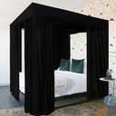 Kmhesvi Black Canopy Bed Curtains - 4 Corner Post Bed Curtains Canopy Queen Bed Canopy Curtains for Adults Girls Bedroom Decoration(Black, Queen)
