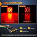 Nilight LED Brake Light Trailer Hitch Cover Square Red Lens Vehicle Tow Hitch Driving Brake Lamp 12 LEDs Brake Tail Lights with 2" Receiver for Towing Truck RV and SUV