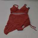 Blooming Jelly Womens Swim Skirt High Waisted Bikini Sets Tummy Control Swimsuits Mesh Sarong Wraps Bathing Suits Medium, Brick Red 