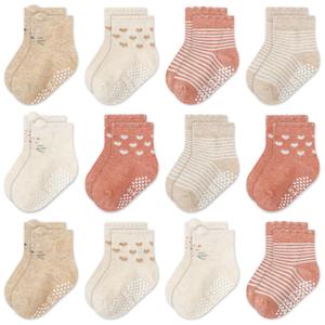 Organic Cotton GOTS Certified Newborn Socks 12 Pair - 6-12 Months – Soft and Comfortable Baby grip Socks, Premium Newborn Baby Socks, Gift for Little Boys (Teal)