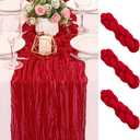 3 Pack 120 Inch Red Cheesecloth Table Runner Boho Rustic Gauze Sheer Romantic 10 FT Long Cheese Cloth Table Runner for Bridal Baby Shower Wedding Party Birthday Holiday Home Easter Decor