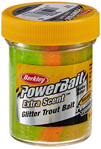 3 Pack Berkley PowerBait Glitter Trout Bait, Rainbow, Fishing Dough Bait, Scent Dispersion Technology, Irresistible Scent and Flavor, Moldable and Easy to Use, Jar 