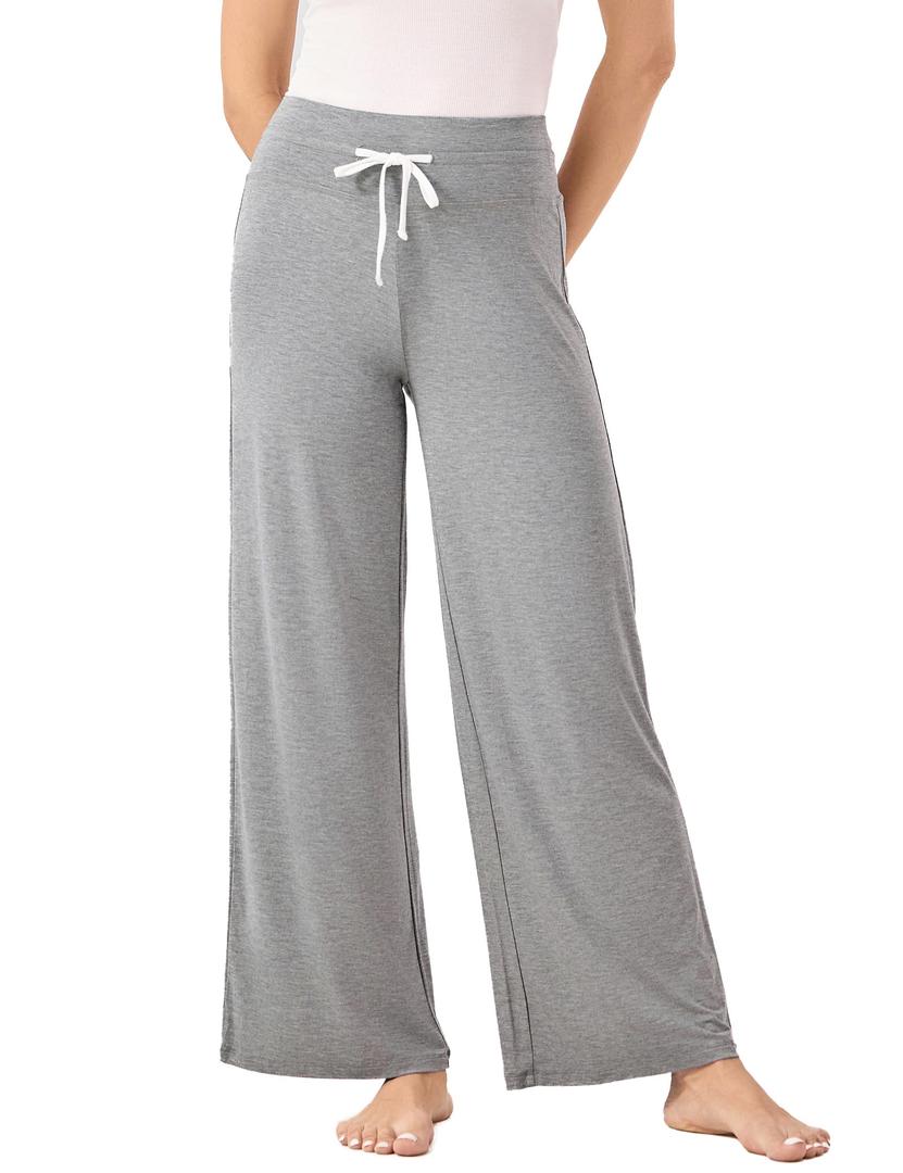 GYS Women Pajama Pants Wide Leg Drawstring Soft Sleep Pants, Viscose Made from Bamboo, Heather Grey, X-Large (Gray, XL)
