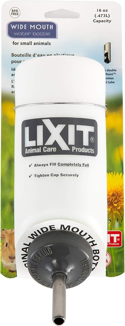 Lixit Pet Wide Mouth Water Bottle (16 oz), translucent, 8802 Lixit Pet Wide Mouth Water Bottle (16 oz), translucent, 8802