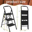 Step Stool for Adults,3 Step Ladder Folding 330lbs Anti Slip Step Stool,Foldable Ergonomic 3 Step Stool with Wide Pedal for Home, Kitchen, Office (Black)