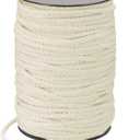 MECCANIXITY Macrame Cord 5mm x 295 ft Handmade Natural Cotton Rope, 8 Strand Twisted Braided Rope Cord for Plant Hanger Wall Hanging Dream Catcher Crafts Home Decoration, White