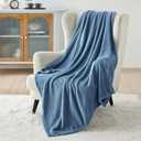 Bedsure Fleece Blanket Twin Size Washed Blue - 300GSM Lightweight Plush Fuzzy Cozy Soft Warm Blanket for Bed, Sofa, Couch, Travel, Camping, 60x80 inches (Twin (60" x 80"))