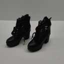 Goth Boots Chunky Heel Boot For Women Ankle Combat Booties Black Platform Bootie Buckle Rivets Punk Goth Shoes With Zipper (6.5)