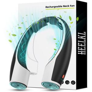 AI Neck Fan, 4 Speeds Adjustable Portable Personal Fan Rechargeable, 4000 mAh Battery Faster Cooling Wearable Fan, Ultra Quiet for Home, Office, Travel, Outdoor - Black