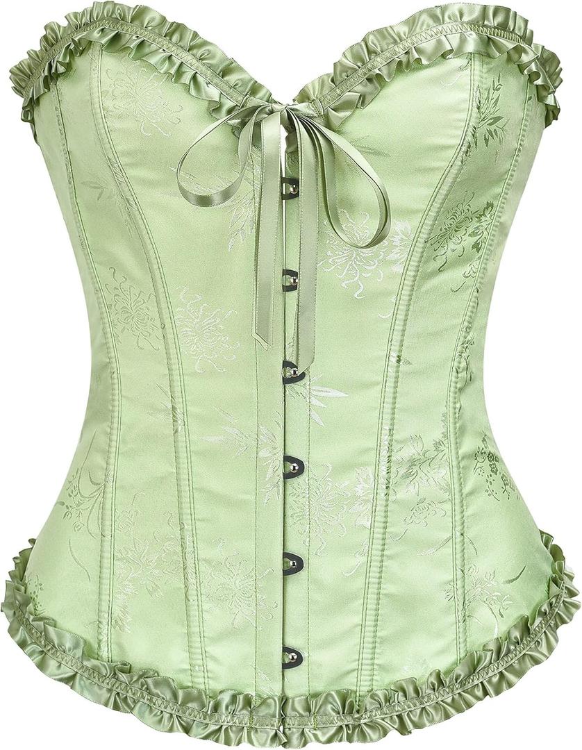 SZIVYSHI Corset Tops for Women, Bustier Shapewear Lingerie, Lace Waist Push Up Bodysuit, Large