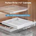 Tbzieoc Expandable Pull Out Drawer for Cabinets, 21" Deep, Adjustable 1220" Width Magnetic Dividers, Optional Riser, Heavy-Duty 3-Rail Glide, No-Drill Roll-Out Shelf Organizer for Kitchen, White