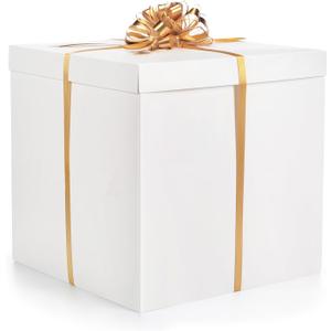Kolldenn Extra Large Gift Box with Lid, Giant Gift Box for Gender Reveal Big Presents with Bows and Ribbons for Birthday Special Celebrations Anniversaries Wedding Party(White,20x20x20 Inches)