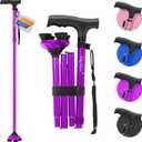 BigAlex Folding Walking Cane for Elderly Adjustable & Portable Walking Stick for Seniors,Pivoting Quad Base,Lightweight,Collapsible with Carrying Bag for Men/Woman