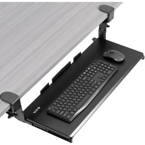 VIVO Large Height Adjustable Under Desk Keyboard Tray, C-clamp Mount System, 27(33 Including Clamps) x 11 inch Slide-Out Platform for Typing, Black, MOUNT-KB05HB, 27" Fixed Width
