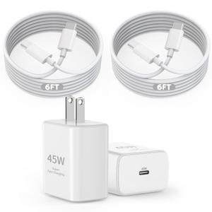 [Apple MFi Certified]Fast Charging USB C Cable for iPhone 17 16 15 Pro, 2Pack Long 6Foot Type C Charger Cord 45W USB C Charger Block Quick Charging for iPhone 17 Air/17 16 15 Pro/Plus/Pro Max,iPad Pro