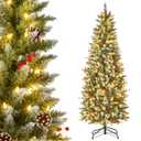 6 FT Pre-Lit Artificial Christmas Tree with 618 Snowy Tips