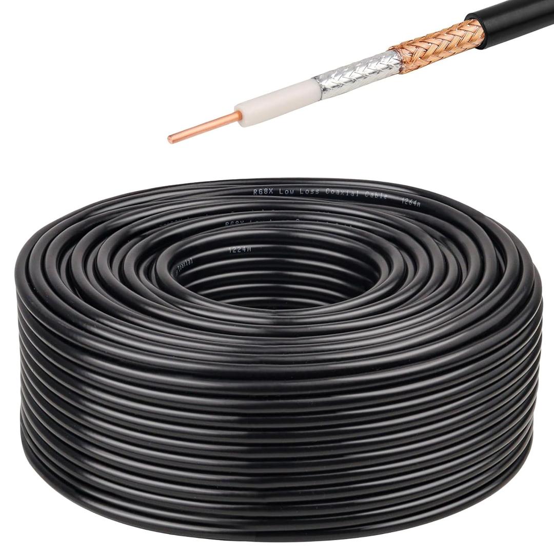 XRDS -RF RG8X Coaxial Cable 200FT 50 Ohm - Solid Copper Core, PVC Jacket, Low Loss, Ideal for Antenna, CB Radio, and Ham Radio Applications (200 FT)