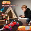 Nikuku Remote Control Car - 2.4GHz 4WD Gesture Sensing RC Stunt Car Toys for Boys and Girls Ages 6-12, 360 Rotating Drift RC Cars with Lights and Music, Ideal Birthday and Xmas Gift