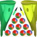 Granny Pants Yard Game, Granny Pants Outdoor Game - Oversized Giant Pants with Bouncy Balls & Pump, Backyard Parties, Field Day Fun for Adults (yellow+green)