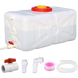 20 Gallon Portable Water Tank with Spigot&Hose, Water Storage Container for Camping, RV, Truck, Emergency PreparednessThickening