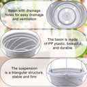 Tioncy 50 Pcs Plastic Hanging Planter Round Hanging Pot for Plants Containers with Hook Flower Plant Pots Holders for Outdoor Indoor Plant Balcony Garden Decor(Gray White)