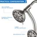 High Pressure 48-Settings Shower Head with Handheld Shower,Drill-Free 3-Way Diverter for Easy Reach,Adjustable Height Slide Bar Dual Shower Head Combo Set - Brushed Nickel