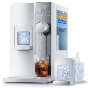 3-in-1 Countertop Water Bar with Ice Maker, Hot & Cold Water Dispenser, 7-Stage Filter, 7 Temp Settings, 5 Volume Options, No Installation, Portable Water Station for Kitchen, Office, RV