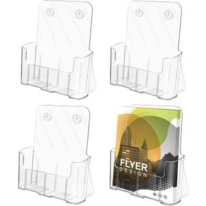 Acrylic Brochure Holder, 4 Packs Brochure Holder 8.5 x 11, Flyer Holder for Business, Clear Brochure Display Stand for Pamphlet Paper Literature Document Magazine Menu, Table Desk Wall Mount