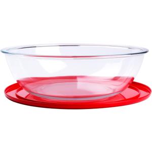 4.5L Round Glass Mixing Bowl with Lids, Glass Salad Bowls with BPA free cover. Oven, Microwave and Dishwasher Safe.