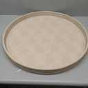 HofferRuffer Large Round Serving Tray 24'', Elegant Faux Leather Circle Ottoman Table Tray, Serve Tea Coffee Breakfast in Bedroom Living Room Kitchen (Cream White)