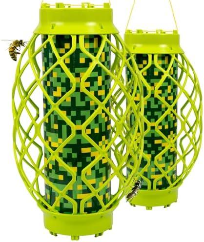 Wasp Traps Outdoor Hanging, Sticky Yellow Jacket Trap, Carpenter Bee Traps for Outside, 2 Pack