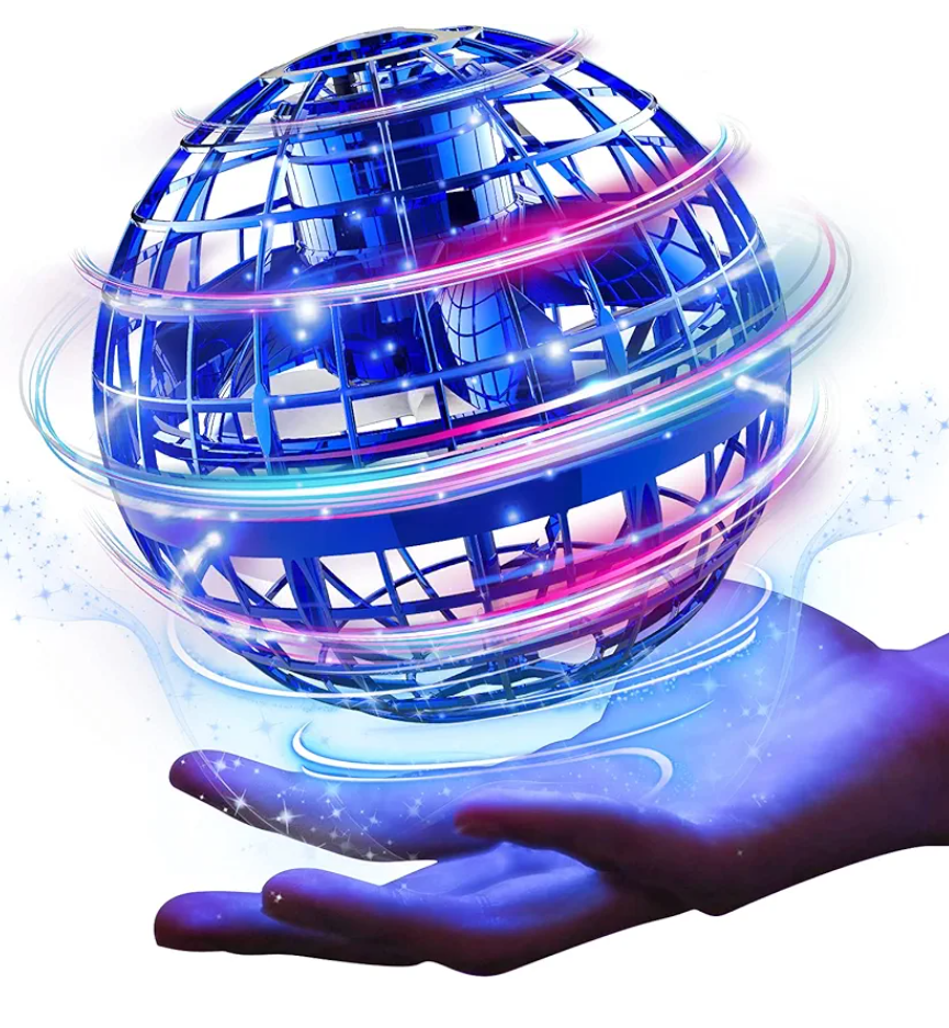 Ciniffo Flying Orb Ball Toy 2025 – Light Up Hand Controlled Boomerang Spinner Mini Drone Toy, Hover Cosmic Globe Ball, Cool Christmas & Birthday Gift for Boys Girls Teens Ages 6+ (Blue)
