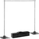 Heavy Duty Pipe and Drape Frame Kit 10x10ft Adjustable Height/Width Photography Background Support Poles All-Metal Construction Backdrop Stand for Party, Birthday, Wedding - Silver