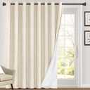PrinceDeco Sliding Glass Door Curtain 100% Linen Blackout Curtains 84 Inches Long Extra Wide Room Darkening Privacy Window Curtain for Patio Door,100 X L84 Inch, Bleached Sand