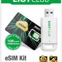 EIOTCLUB eSIM Card & Reader Bundle - Physical eSIM Card for Unlocked Android/iPhone/Router, Unlimited Downloads, Global Travel (USA/Europe/200+ Countries), Windows & macOS Support