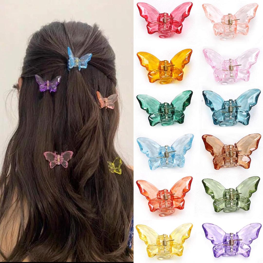 NAISIER Hair Claw Clips Jaw Clips 1.8 inch Clear Butterfly Hair Accessories for Girls and Women (Small Sized, 24 pack)