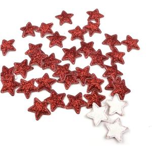 1000Pcs Gold Powder Cloth Embossed Stars - Elegant Decorative Accessories for DIY Crafts, Cards, Gift Wrapping, Fashion (Red)